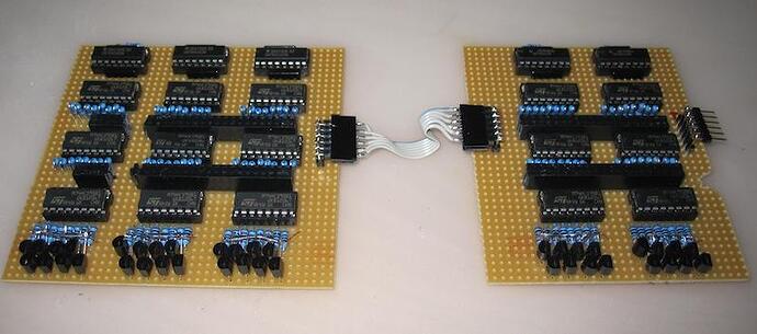 Picture of the SRIO boards (15 DOUT SRs, 5 DIN SRs)